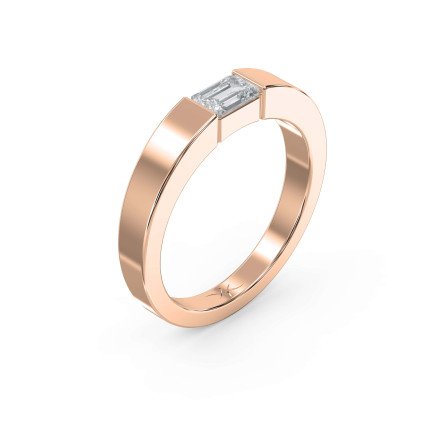 Flat Promise Ring with Emerald Cut Lab-Grown & Natural Diamond for Men