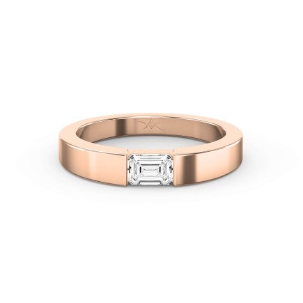 Flat Promise Ring with Emerald Cut Lab-Grown & Natural Diamond for Men