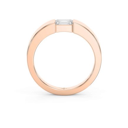 Flat Promise Ring with Emerald Cut Lab-Grown & Natural Diamond for Men