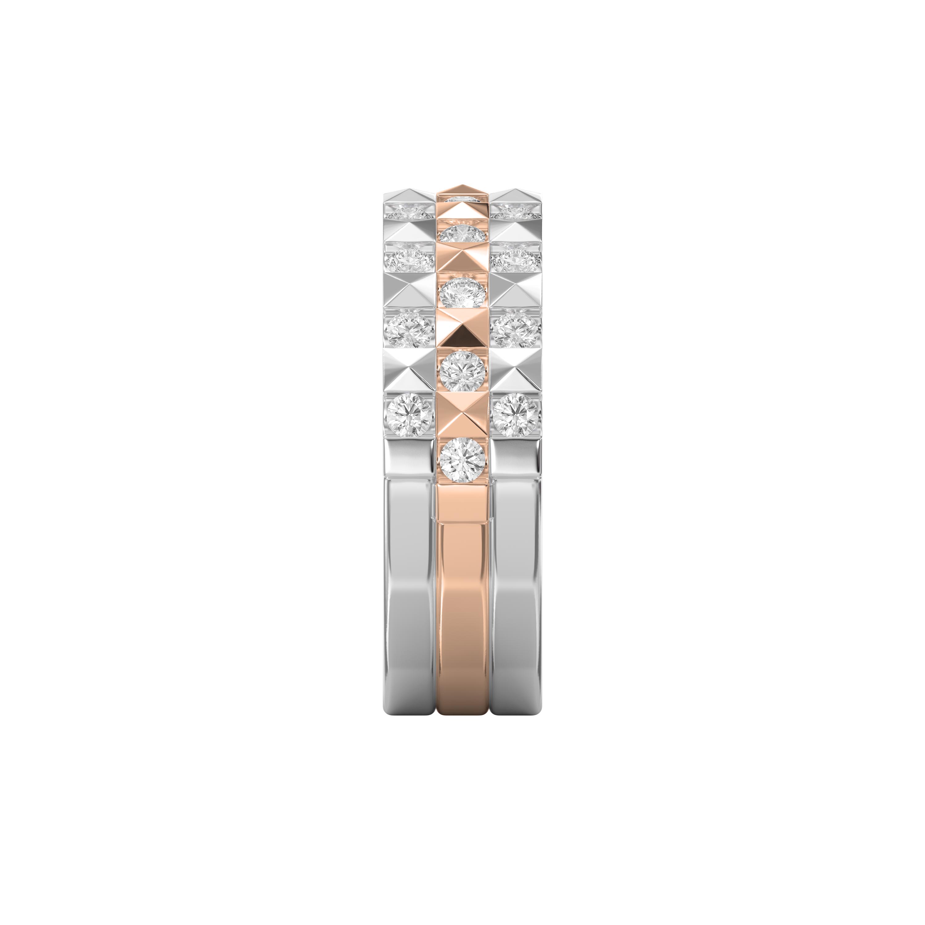 Stellar Edge Two-Tone  Diamond Band Ring Round Brilliant Cut Diamonds | Modern Wedding & Anniversary Ring