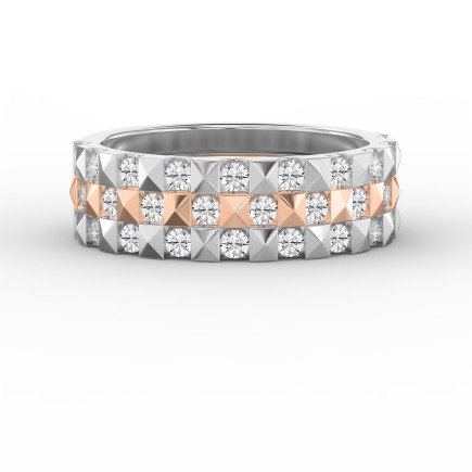Stellar Edge Two-Tone  Diamond Band Ring Round Brilliant Cut Diamonds | Modern Wedding & Anniversary Ring