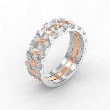 Stellar Edge Two-Tone  Diamond Band Ring Round Brilliant Cut Diamonds | Modern Wedding & Anniversary Ring