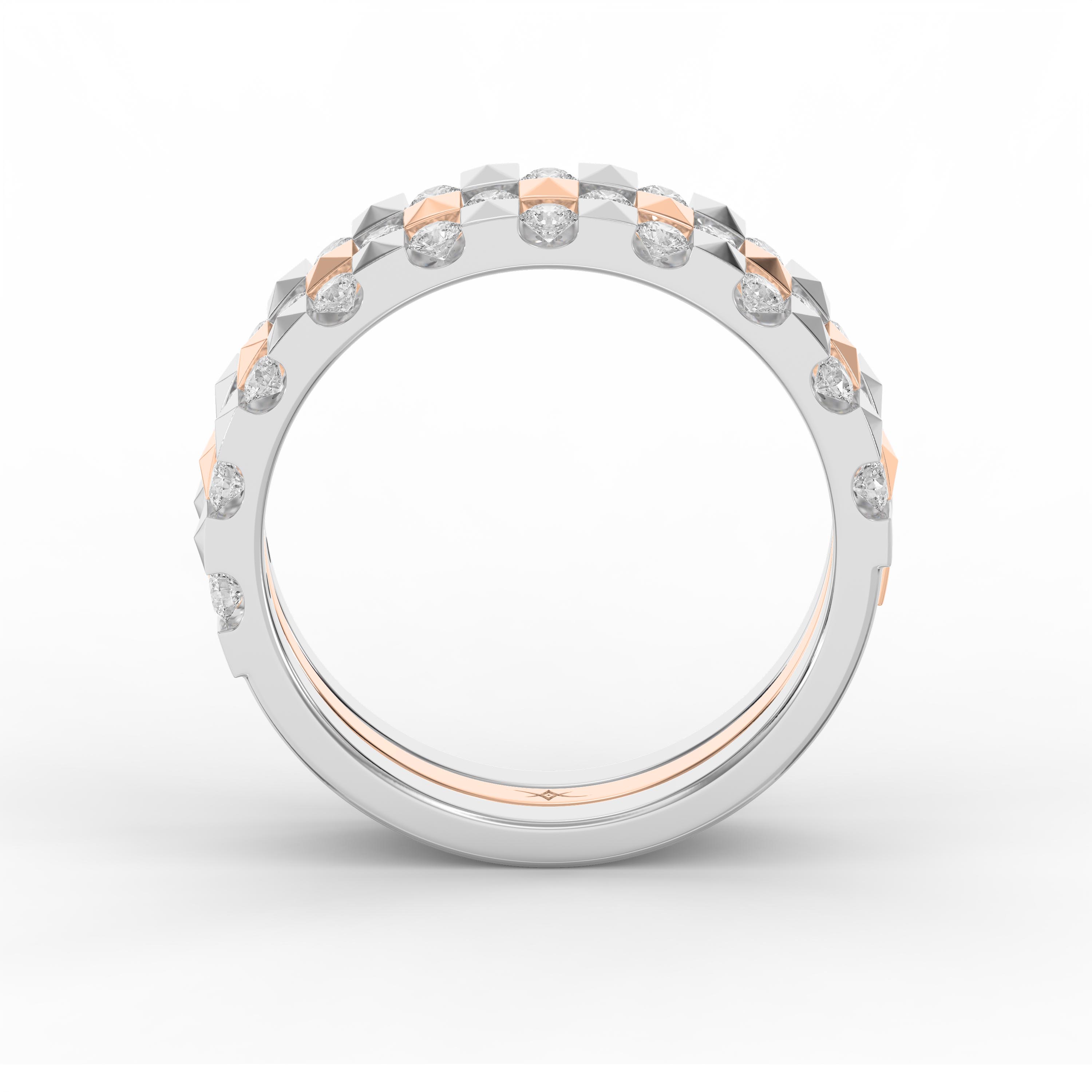 Stellar Edge Two-Tone  Diamond Band Ring Round Brilliant Cut Diamonds | Modern Wedding & Anniversary Ring