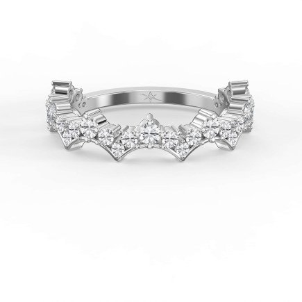 Curved Ring with Round Diamonds – Lab-Grown or Natural Diamond Band