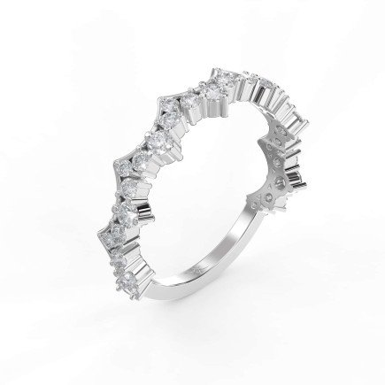 Curved Ring with Round Diamonds – Lab-Grown or Natural Diamond Band