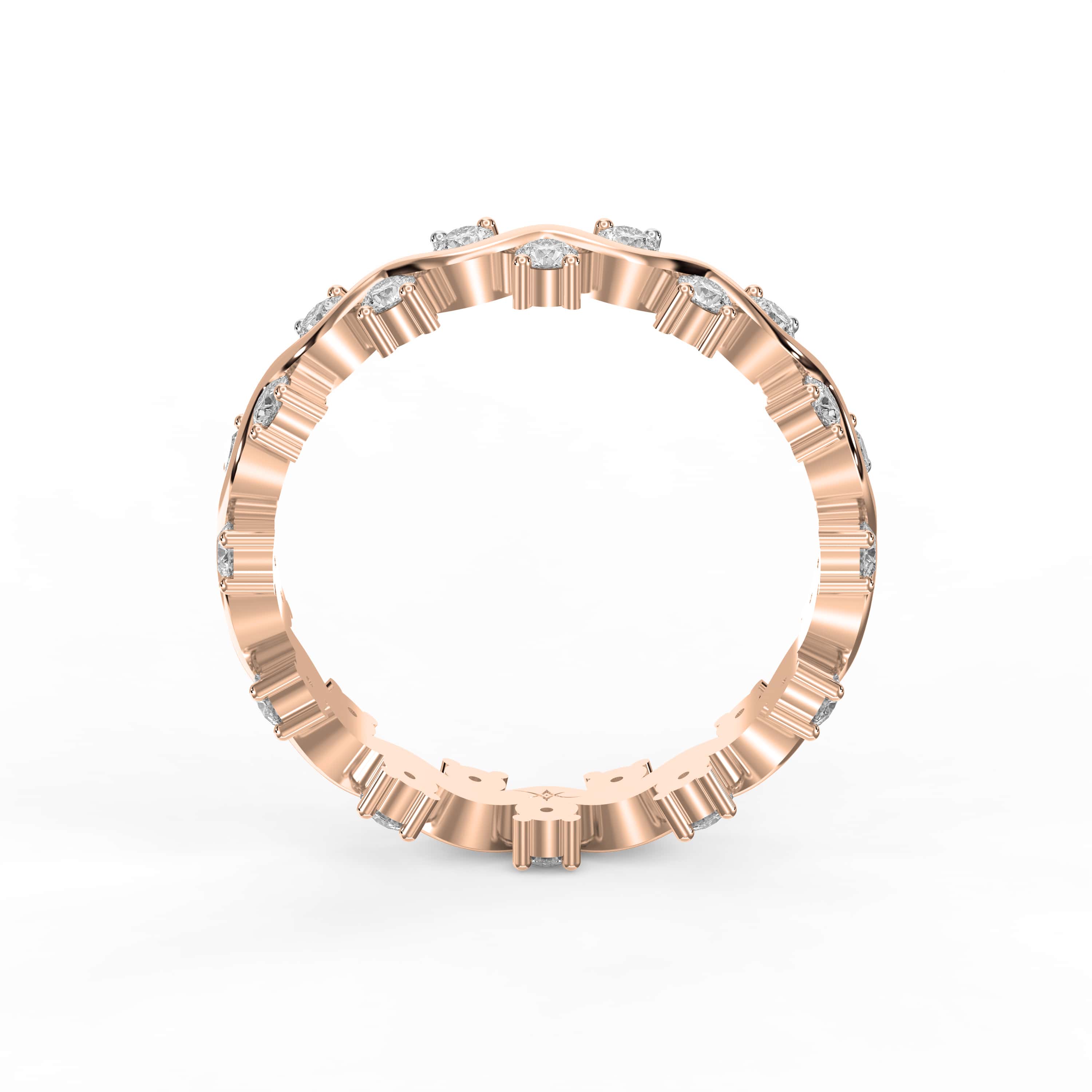 Curved Diamond Ring with Round Brilliant Cut – Lab-Grown & Natural Elegance