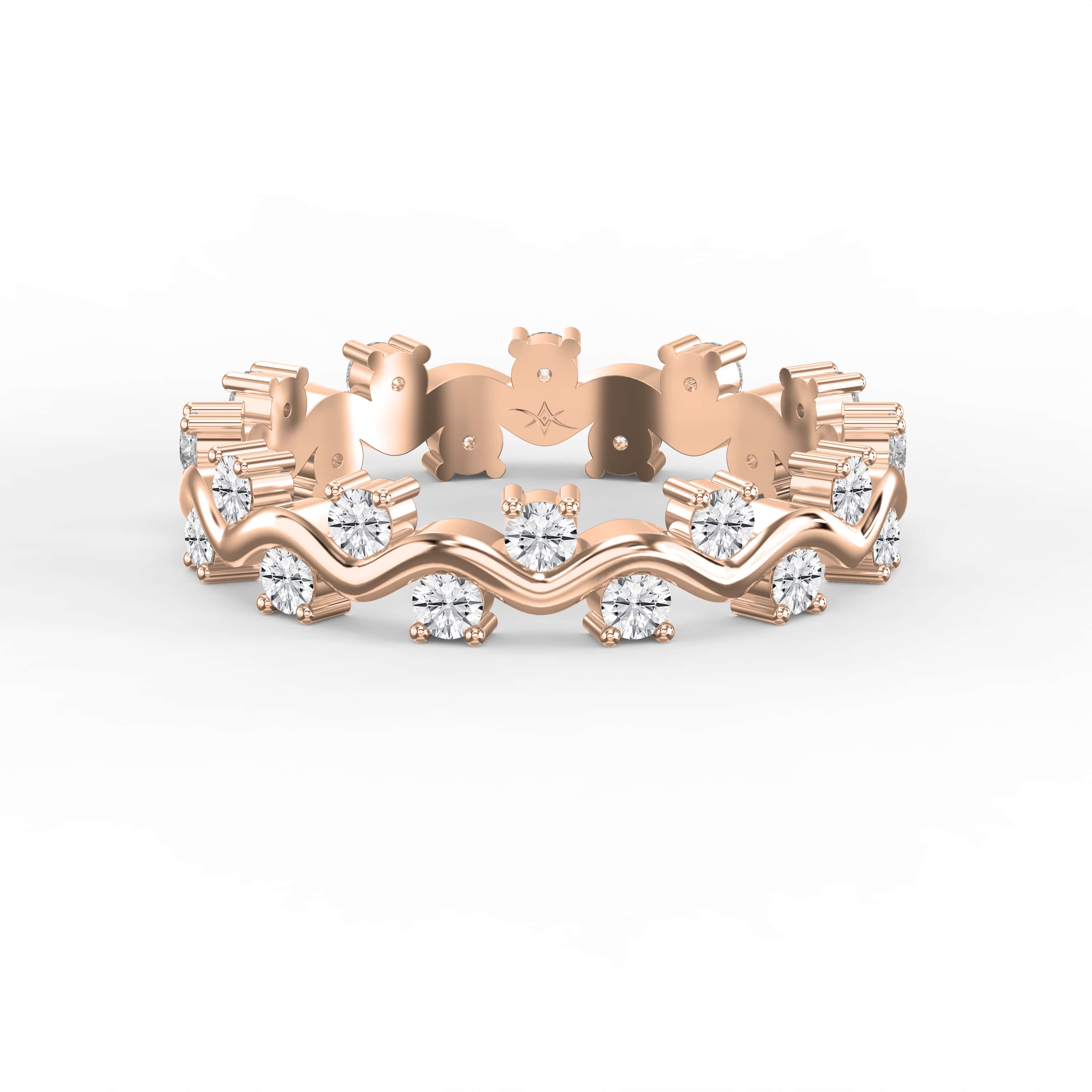 Curved Diamond Ring with Round Brilliant Cut – Lab-Grown & Natural Elegance