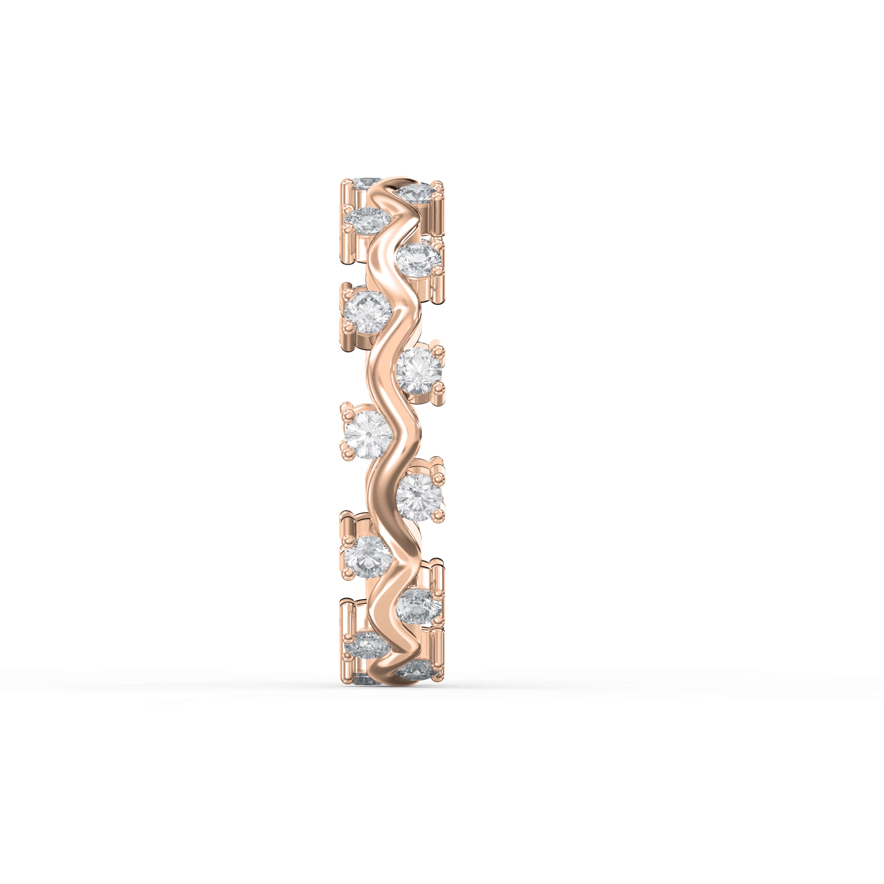 Curved Diamond Ring with Round Brilliant Cut – Lab-Grown & Natural Elegance