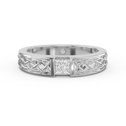 Celtic Knot Princess-Cut Diamond Vintage Band – Available in Yellow, White, Rose Gold & Platinum