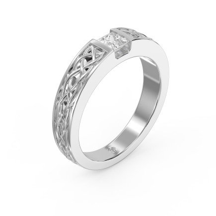 Celtic Knot Princess-Cut Diamond Vintage Band – Available in Yellow, White, Rose Gold & Platinum