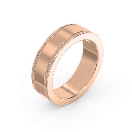 Men’s Flat Polish Milgrain Gold Ring