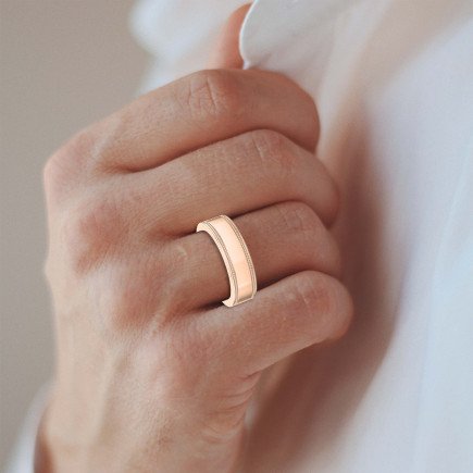 Men’s Flat Polish Milgrain Gold Ring