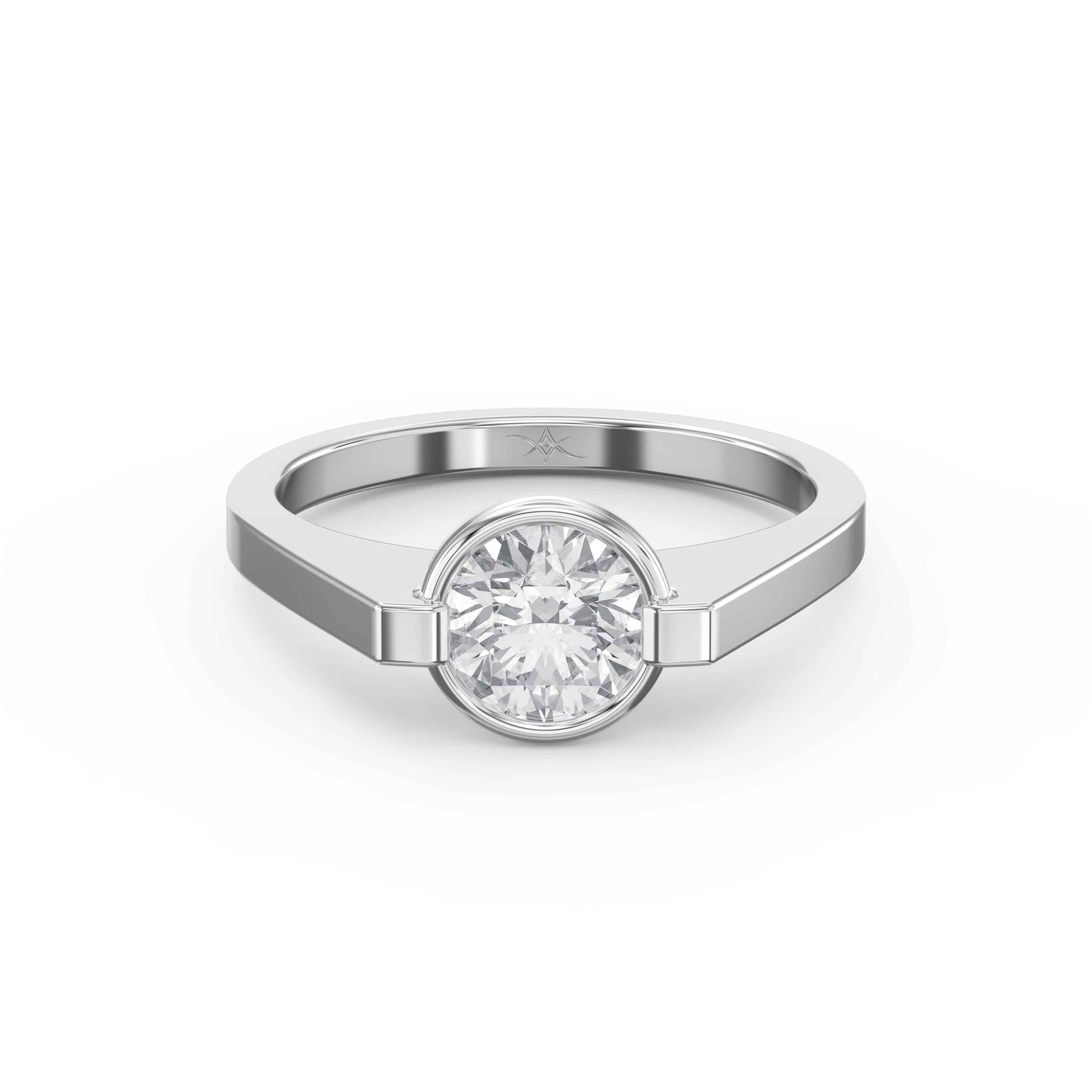 Customizable Half Bezel Solitaire Engagement Ring – Lab Grown or Natural Diamond
