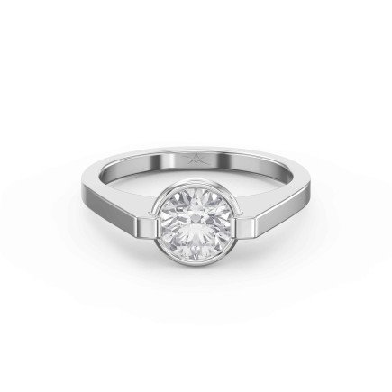 Customizable Half Bezel Solitaire Engagement Ring – Lab Grown or Natural Diamond