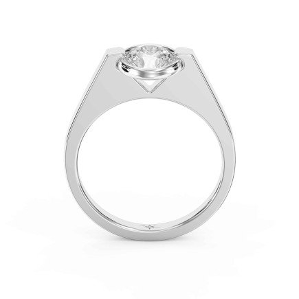 Customizable Half Bezel Solitaire Engagement Ring – Lab Grown or Natural Diamond