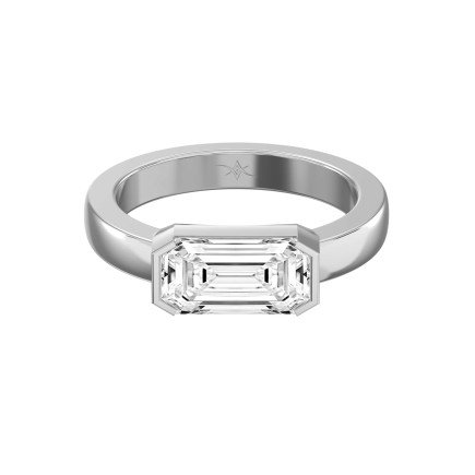 Bar Channel Setting Emerald Shape Diamond Ring – Lab Grown or Natural Diamonds