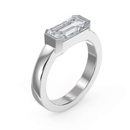 Bar Channel Setting Emerald Shape Diamond Ring – Lab Grown or Natural Diamonds
