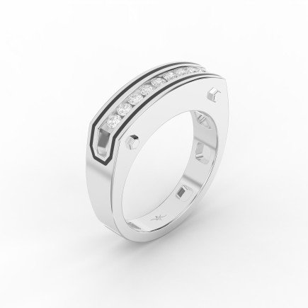 Round Diamond  Onyx Channel Men's  Ring  | Lab - Grown & Natural Diamond Jewelry - Valam Design