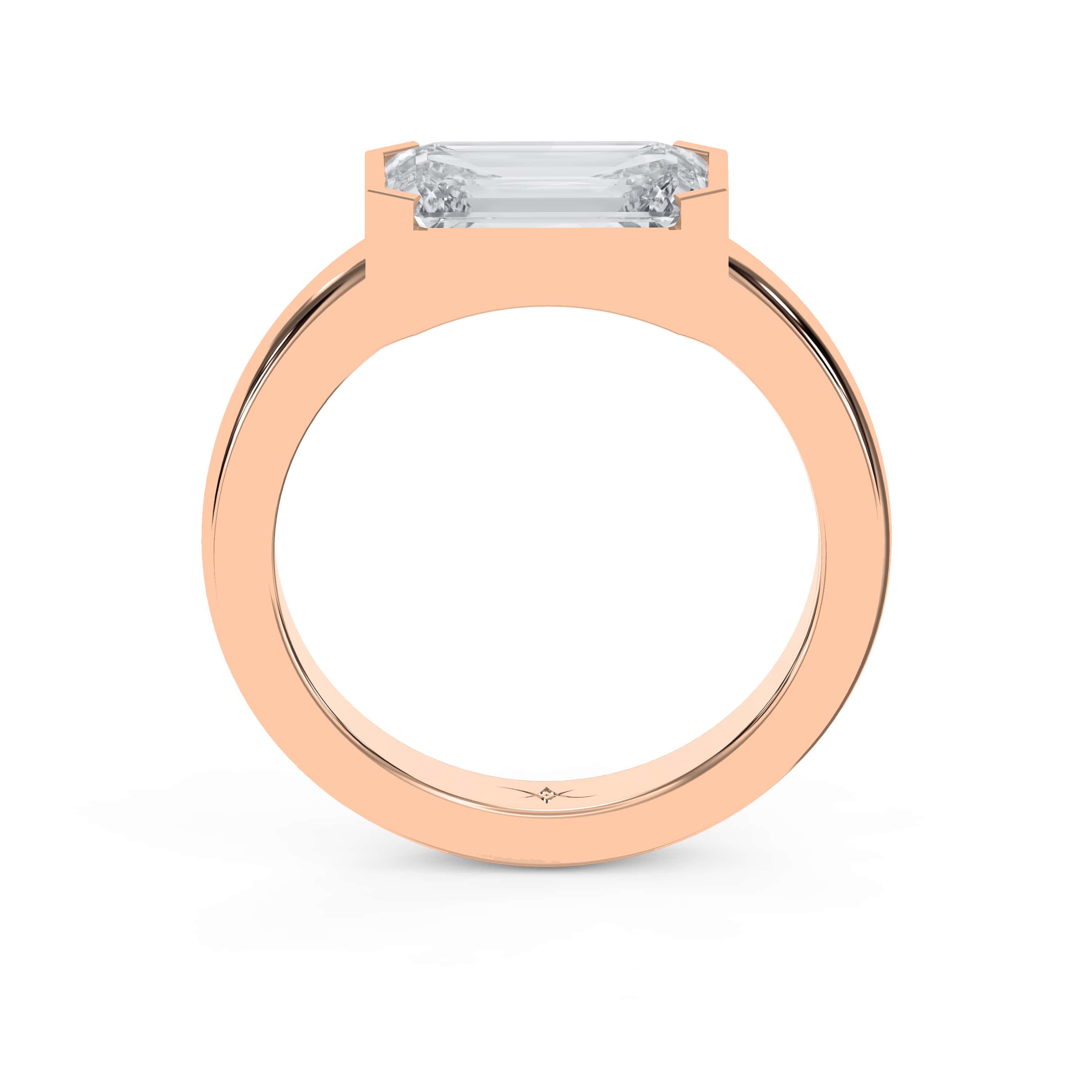 Bar Channel Setting Emerald Shape Diamond Ring – Lab Grown or Natural Diamonds
