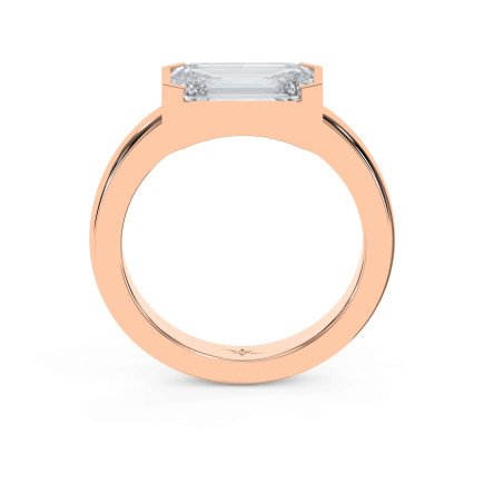 Bar Channel Setting Emerald Shape Diamond Ring – Lab Grown or Natural Diamonds