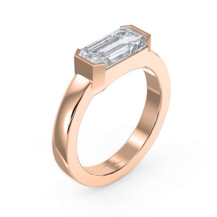 Bar Channel Setting Emerald Shape Diamond Ring – Lab Grown or Natural Diamonds