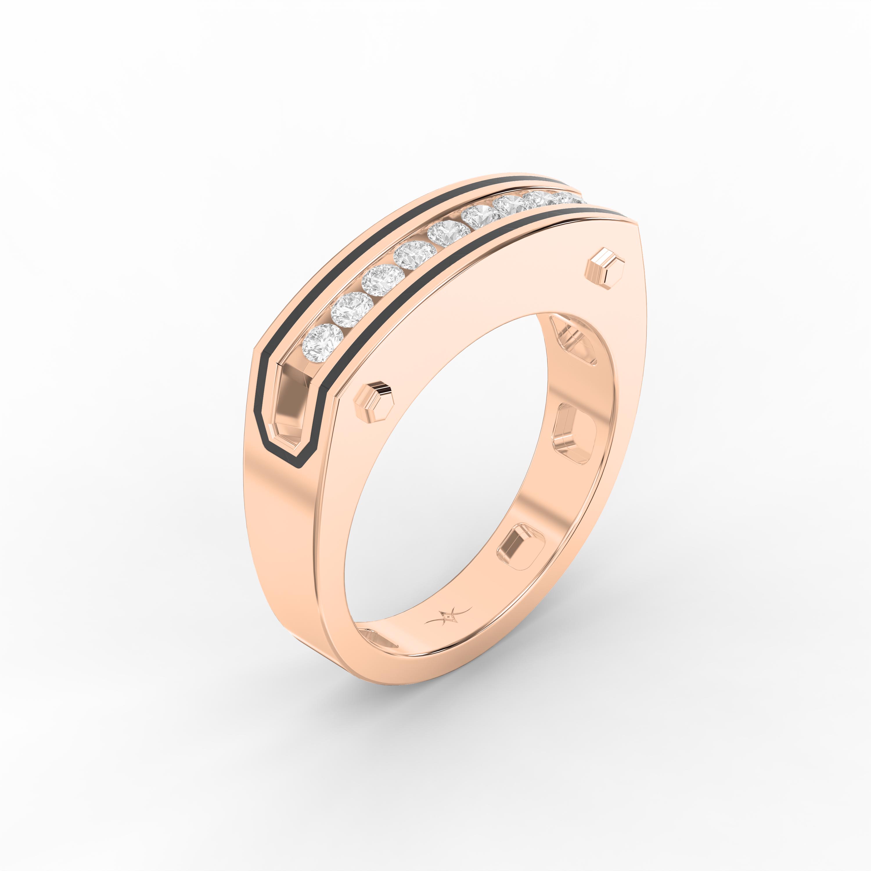 Round Diamond  Onyx Channel Men's  Ring  | Lab - Grown & Natural Diamond Jewelry - Valam Design