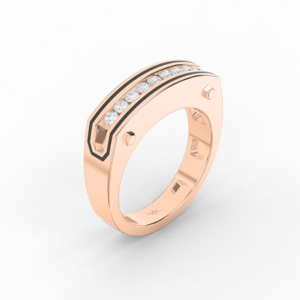 Round Diamond  Onyx Channel Men's  Ring  | Lab - Grown & Natural Diamond Jewelry - Valam Design