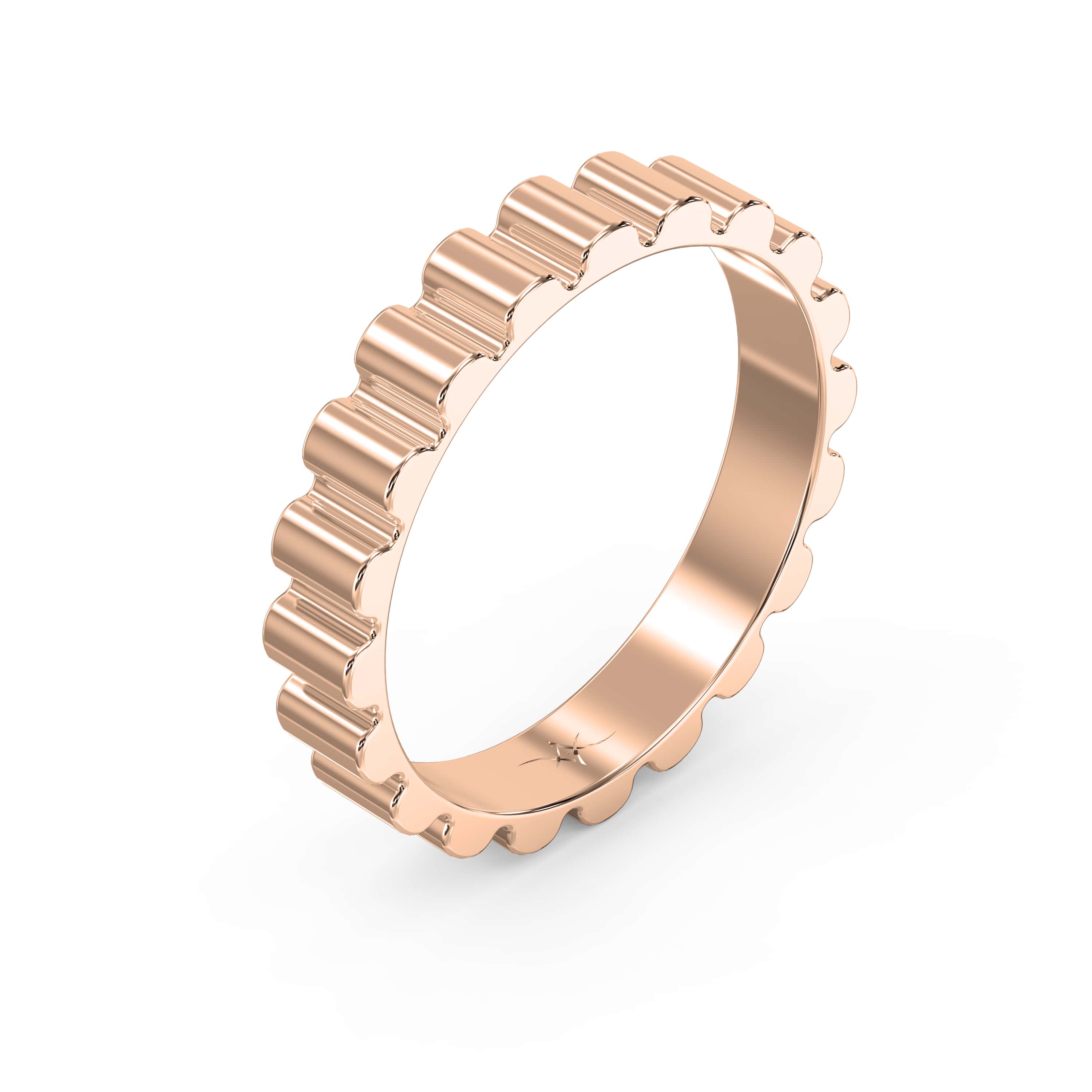 Fluted Wedding Band for Him – Solid Gold for Men