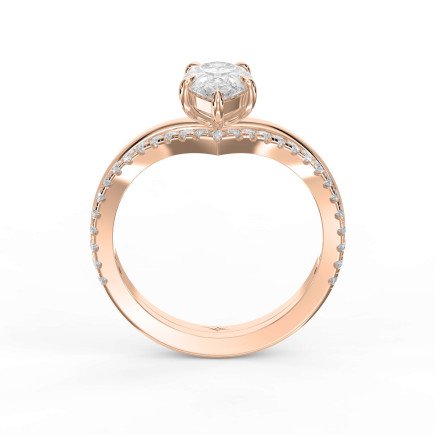 Master Stone Pear Shape Ring with Round Side Diamonds