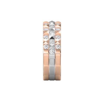 Stellar Edge Two-Tone  Diamond Band Ring Round Brilliant Cut Diamonds | Modern Wedding & Anniversary Ring