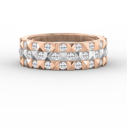 Stellar Edge Two-Tone  Diamond Band Ring Round Brilliant Cut Diamonds | Modern Wedding & Anniversary Ring
