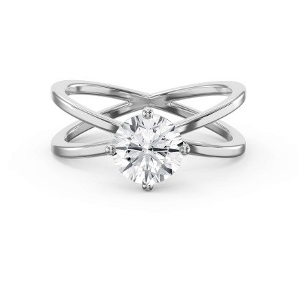 4-Prong Diamond Ring with Criss-Cross Band