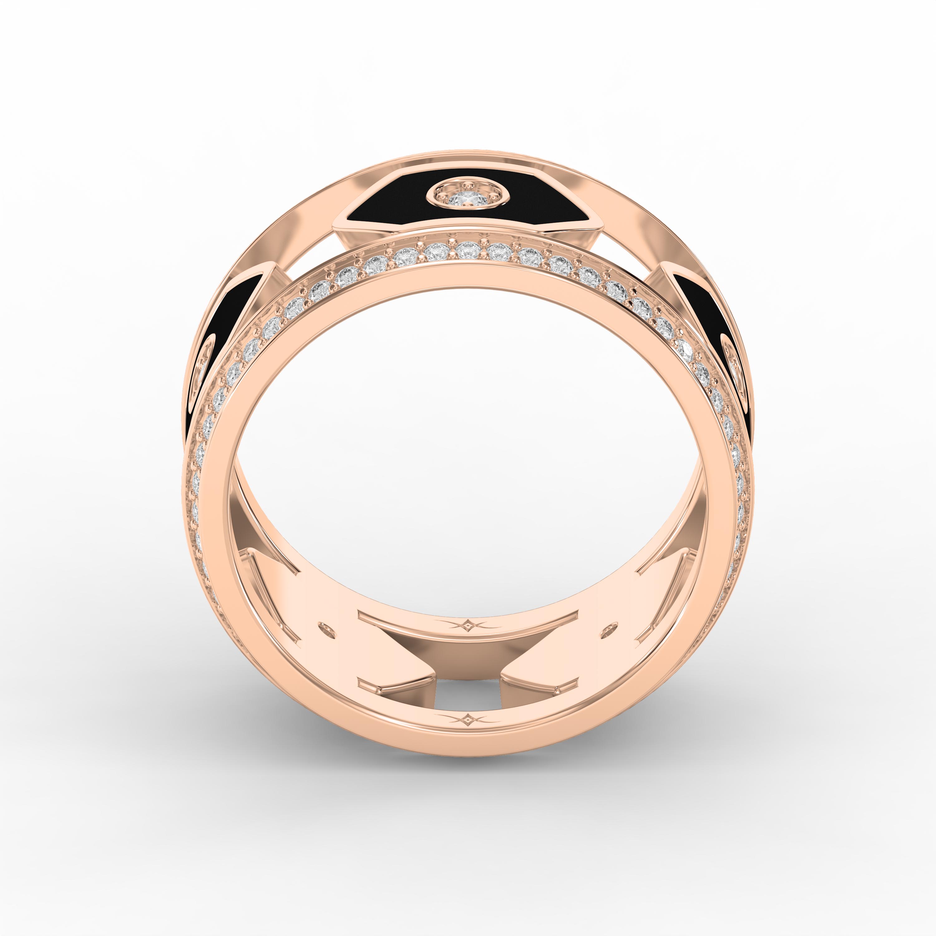 Wide Diamond Band with Black Enamel – Modern Statement Ring for  Women | Lab-Grown & Natural Diamonds