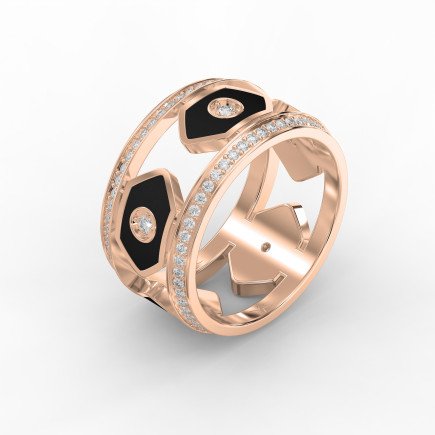 Wide Diamond Band with Black Enamel – Modern Statement Ring for  Women | Lab-Grown & Natural Diamonds