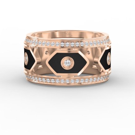 Wide Diamond Band with Black Enamel – Modern Statement Ring for  Women | Lab-Grown & Natural Diamonds