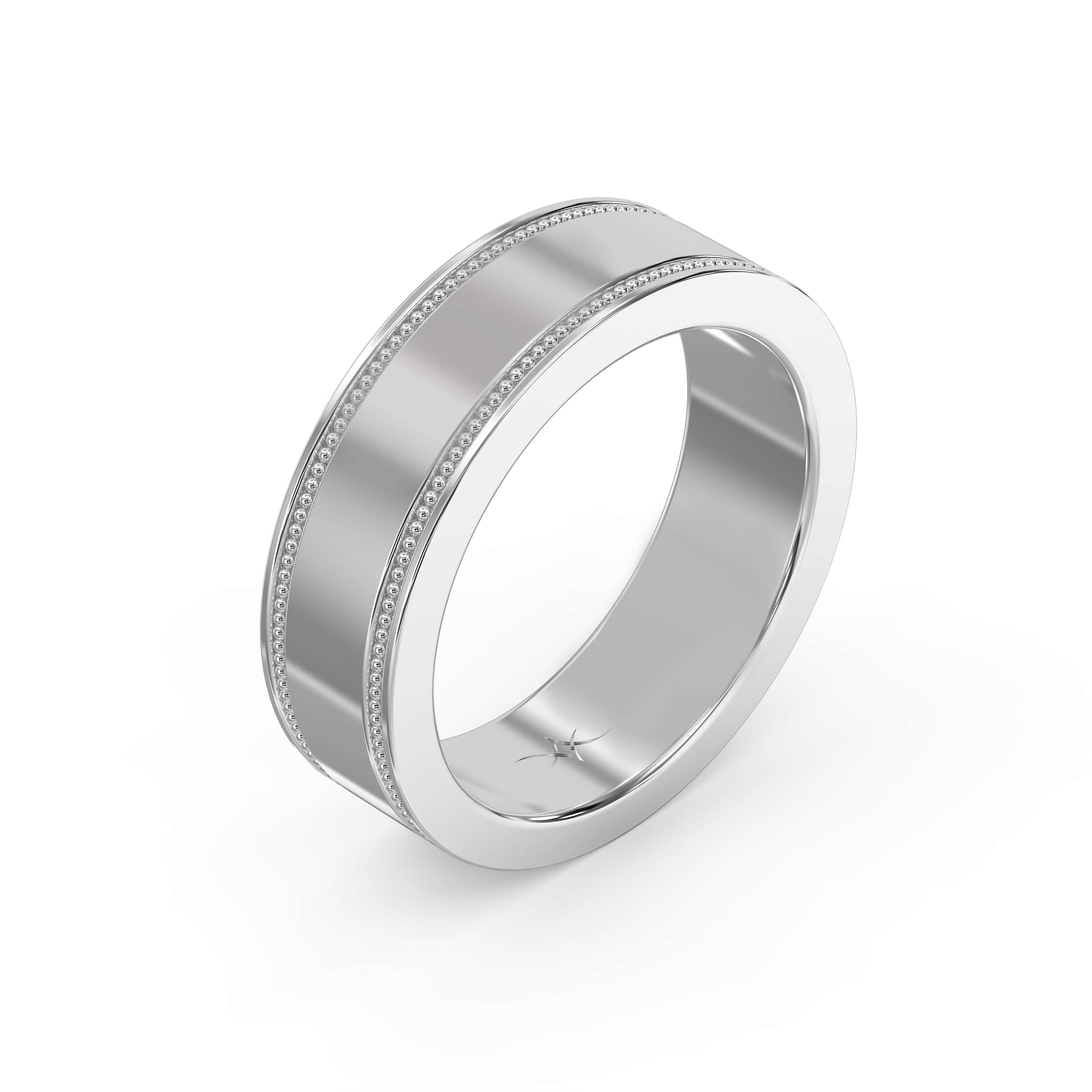 Men’s Flat Polish Milgrain Gold Ring