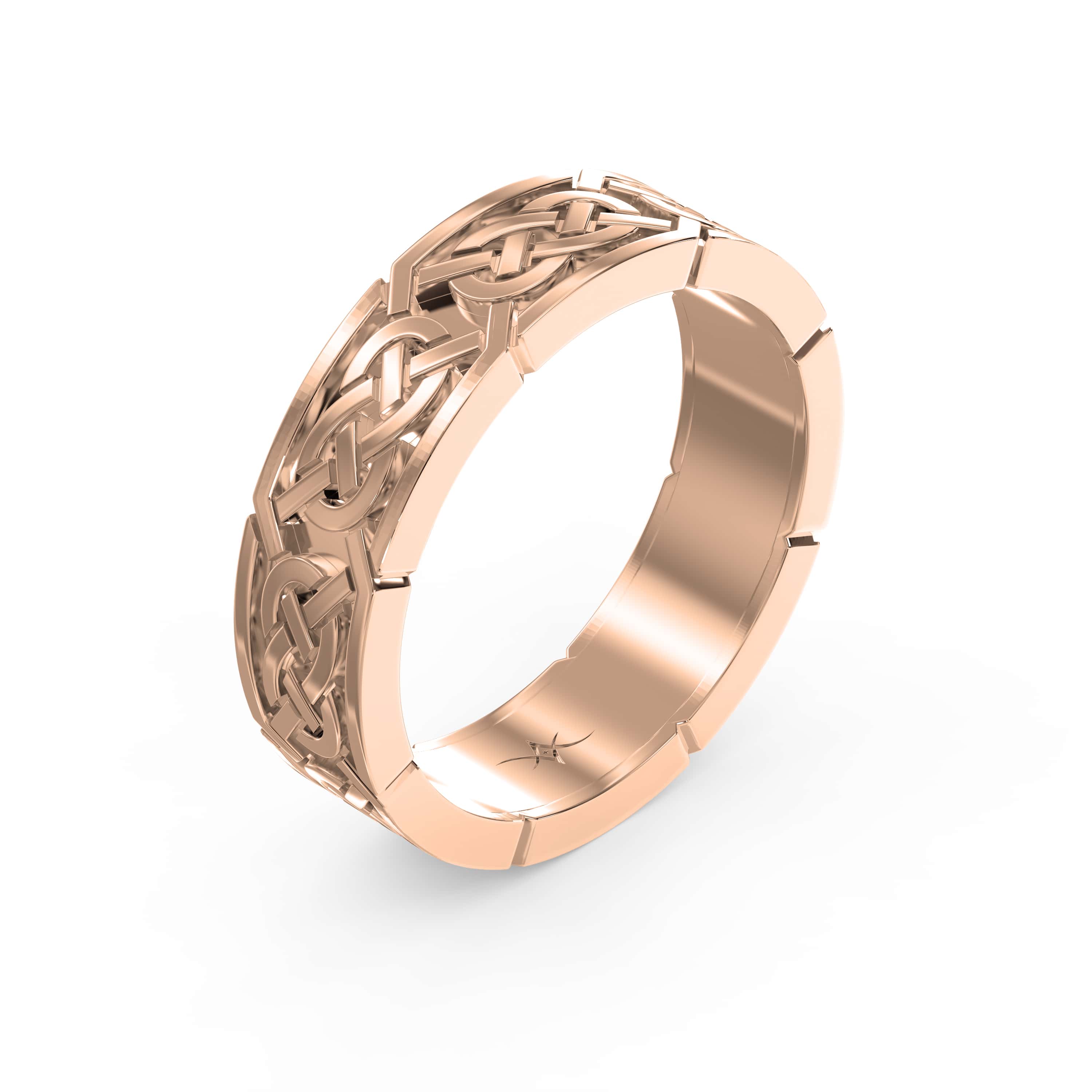 Intertwined Engraved and High-Polished Flat Celtic Art Wedding Band