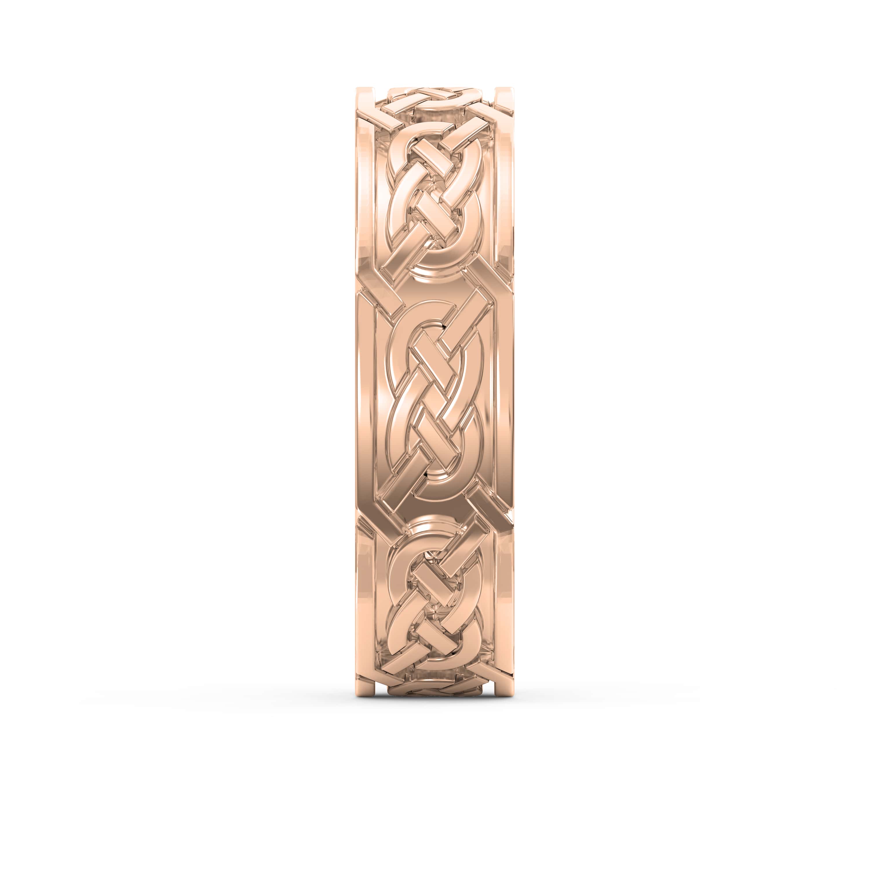 Intertwined Engraved and High-Polished Flat Celtic Art Wedding Band