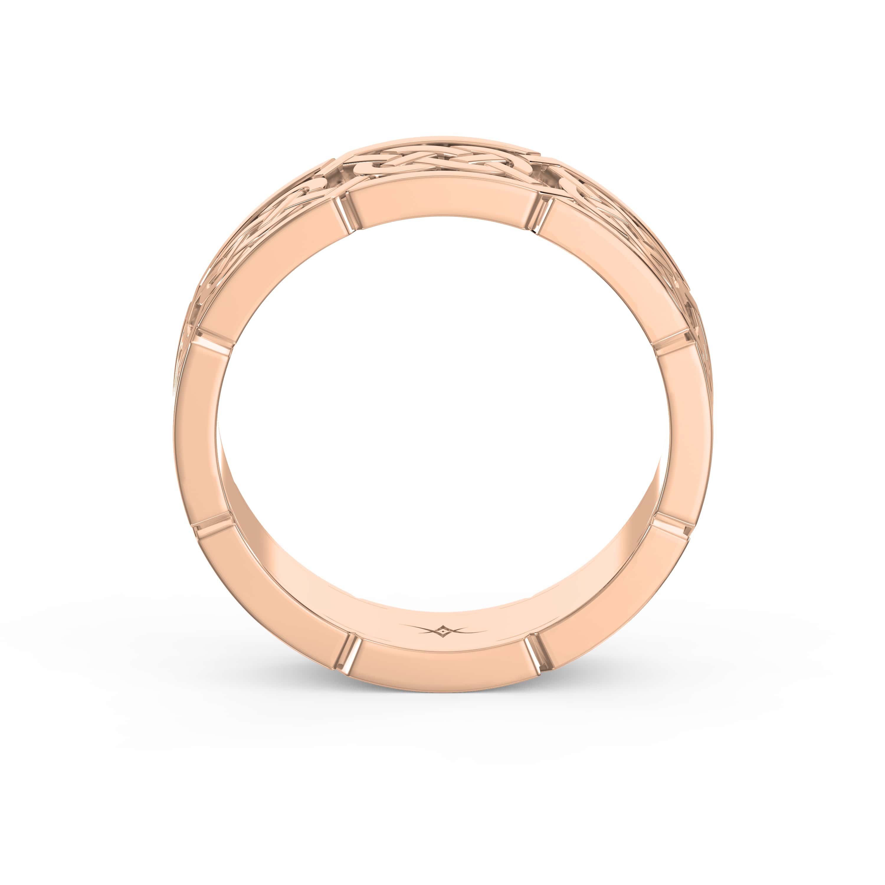Intertwined Engraved and High-Polished Flat Celtic Art Wedding Band