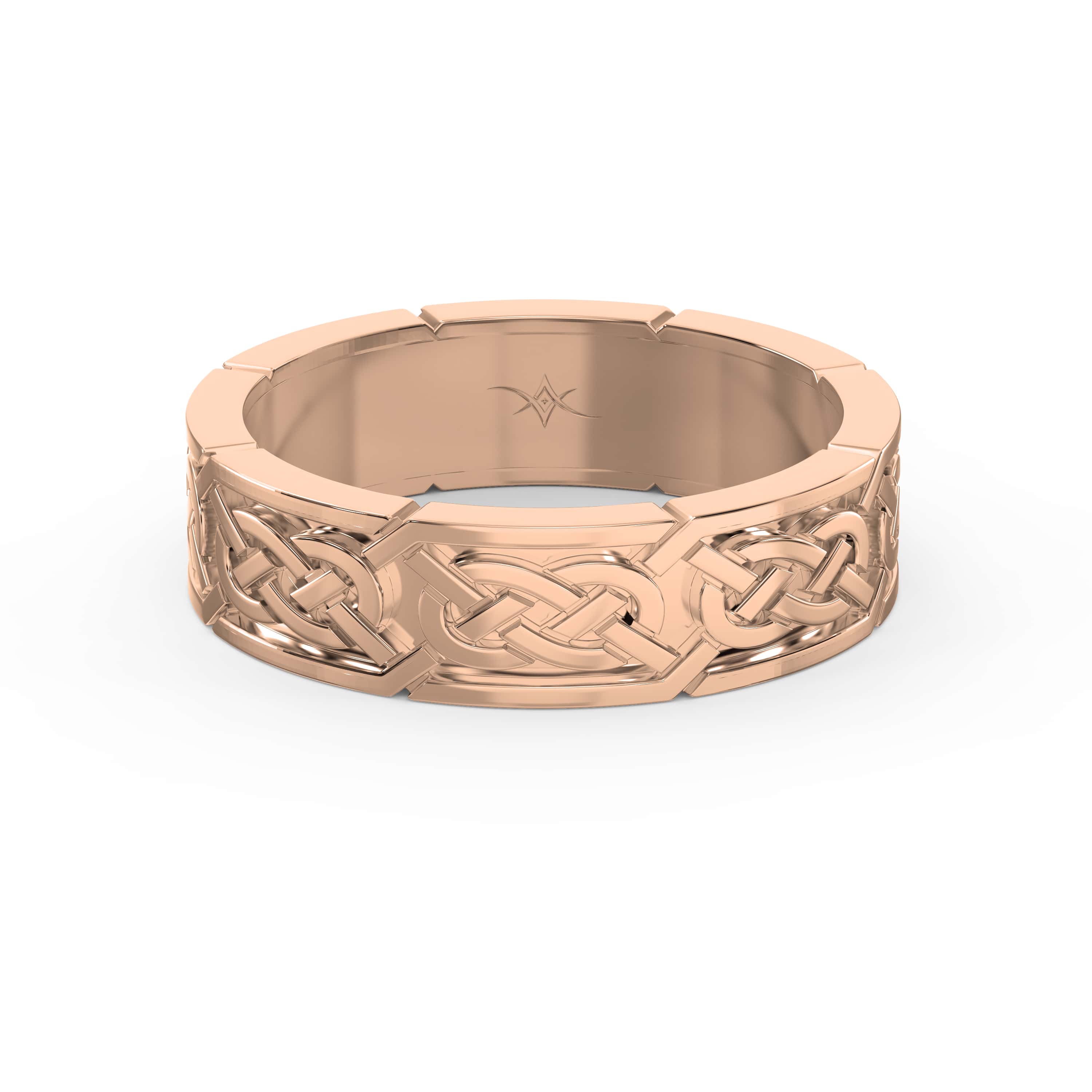 Intertwined Engraved and High-Polished Flat Celtic Art Wedding Band