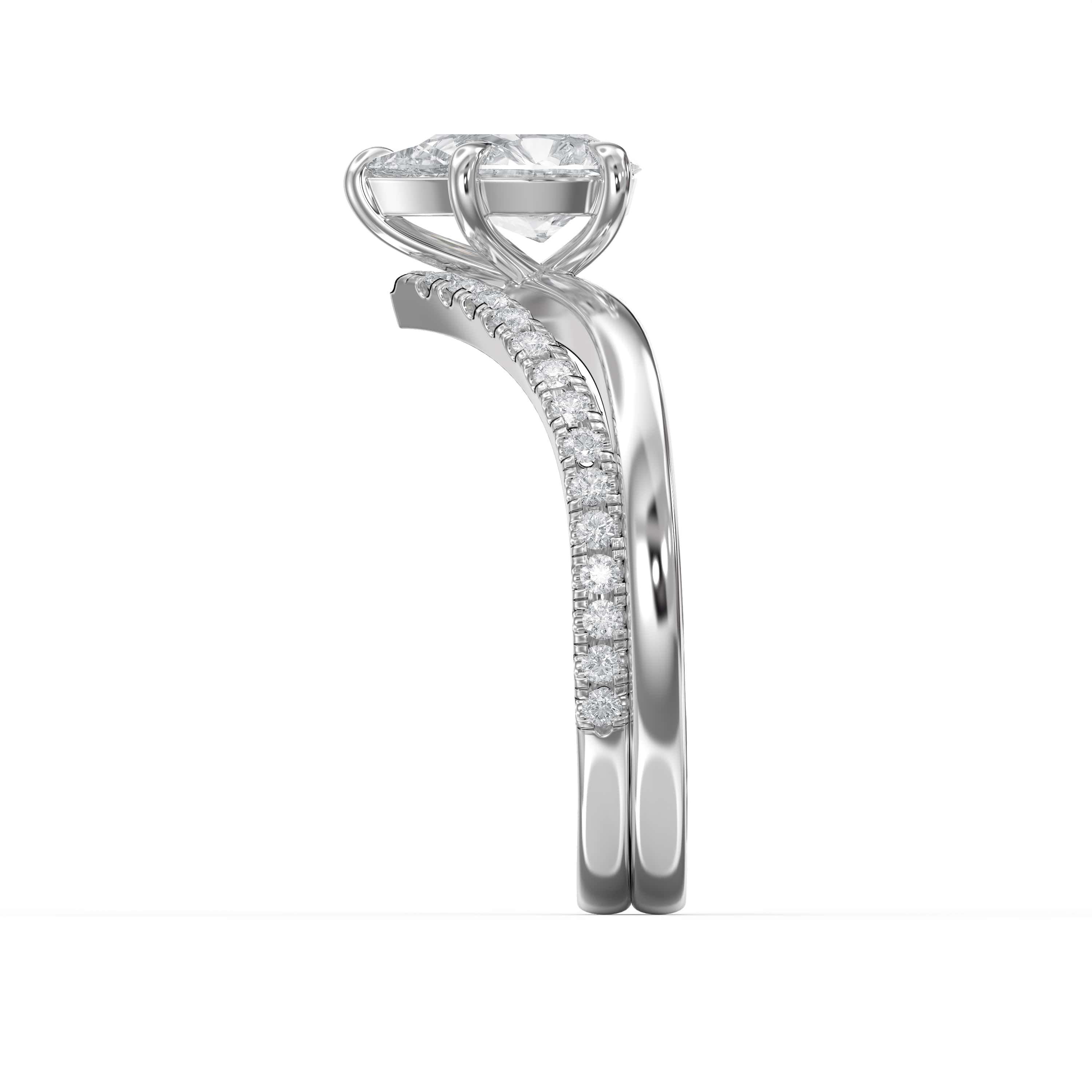 Master Stone Pear Shape Ring with Round Side Diamonds