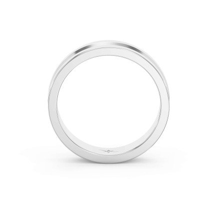 Bullnose Groove Pattern Flat Wedding Ring Bold Lines, Timeless Strength — A Gold Engagement Band for Men