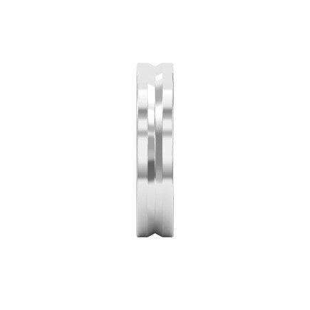 Bullnose Groove Pattern Flat Wedding Ring Bold Lines, Timeless Strength — A Gold Engagement Band for Men