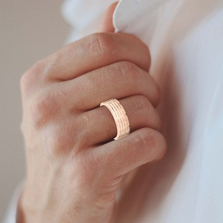 Architectural Linked Wedding Ring – Solid Gold for Men