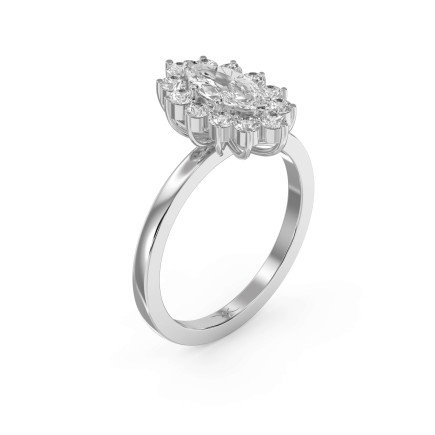 Marquise Halo Solitaire Engagement Ring – Lab-Grown or Natural Diamond