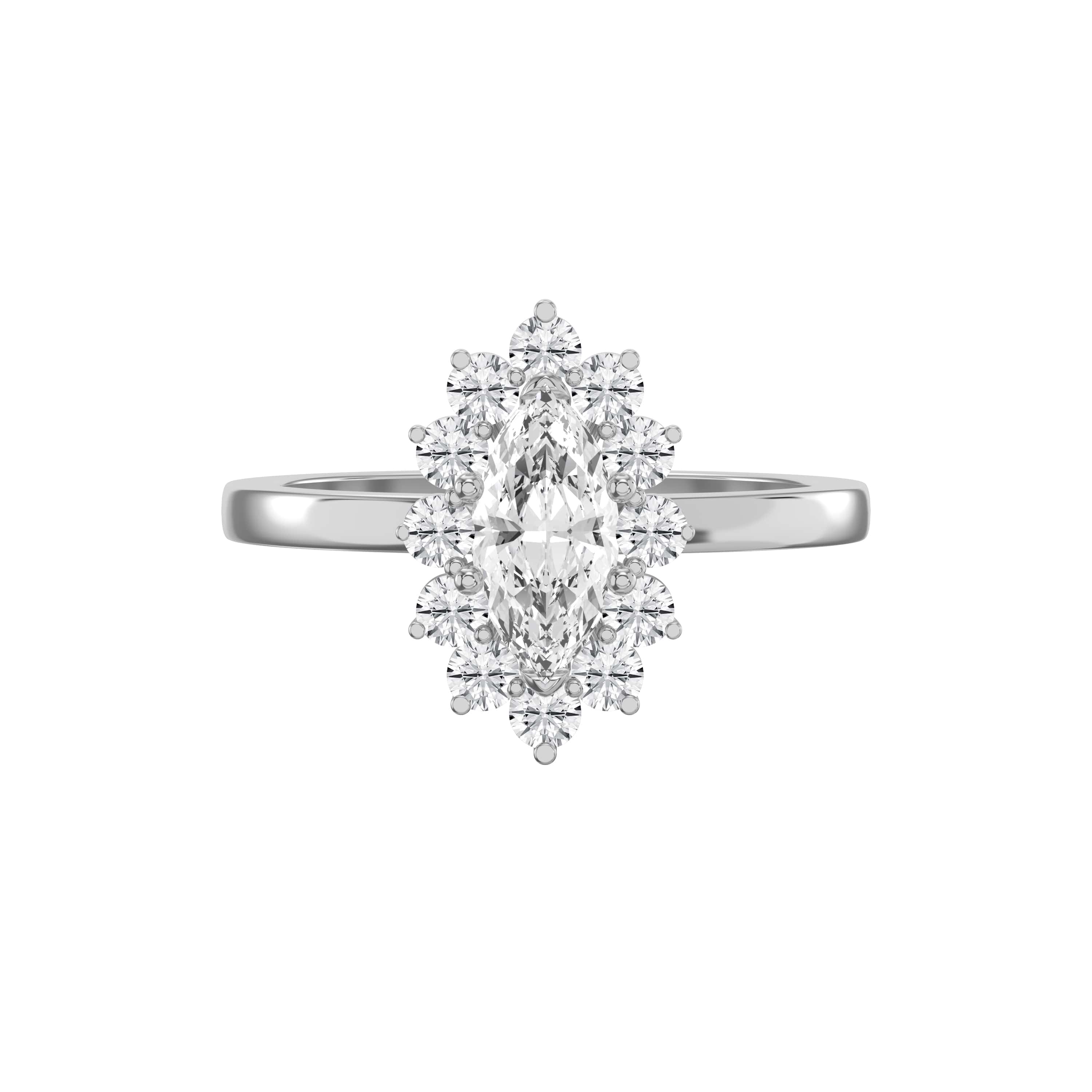 Marquise Halo Solitaire Engagement Ring – Lab-Grown or Natural Diamond