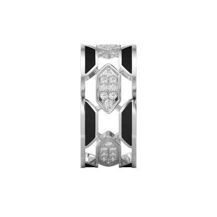 Geometric Diamond Cluster Band Ring with Black Enamel – Bold Modern Lab-Grown & Natural Diamond Ring