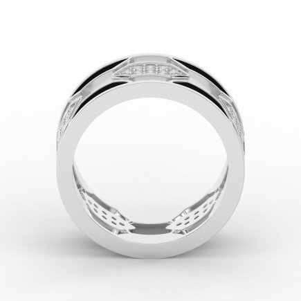 Geometric Diamond Cluster Band Ring with Black Enamel – Bold Modern Lab-Grown & Natural Diamond Ring