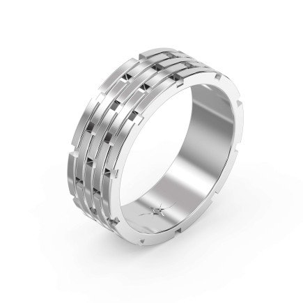 Architectural Linked Wedding Ring – Solid Gold for Men