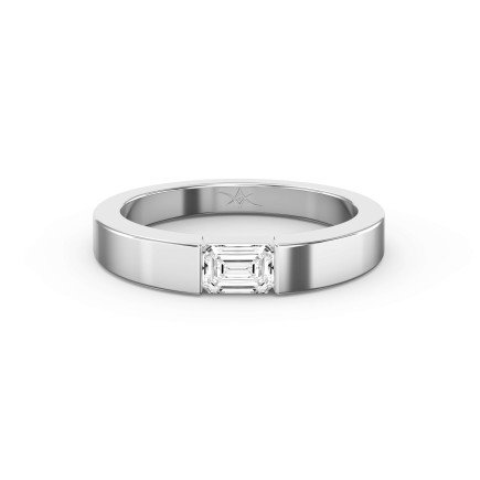 Flat Promise Ring with Emerald Cut Lab-Grown & Natural Diamond for Men